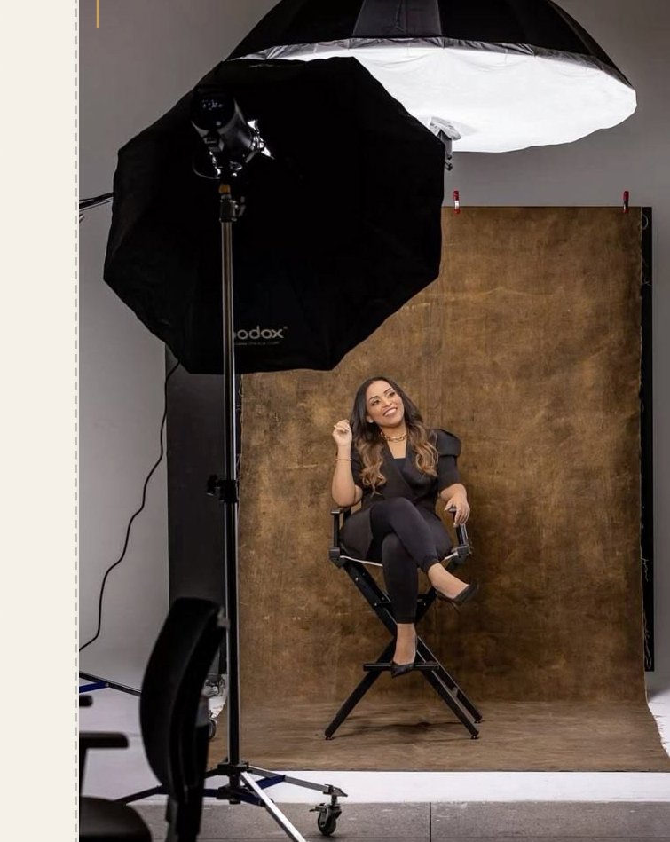 Portrait on a textured backdrop under octabox lighting