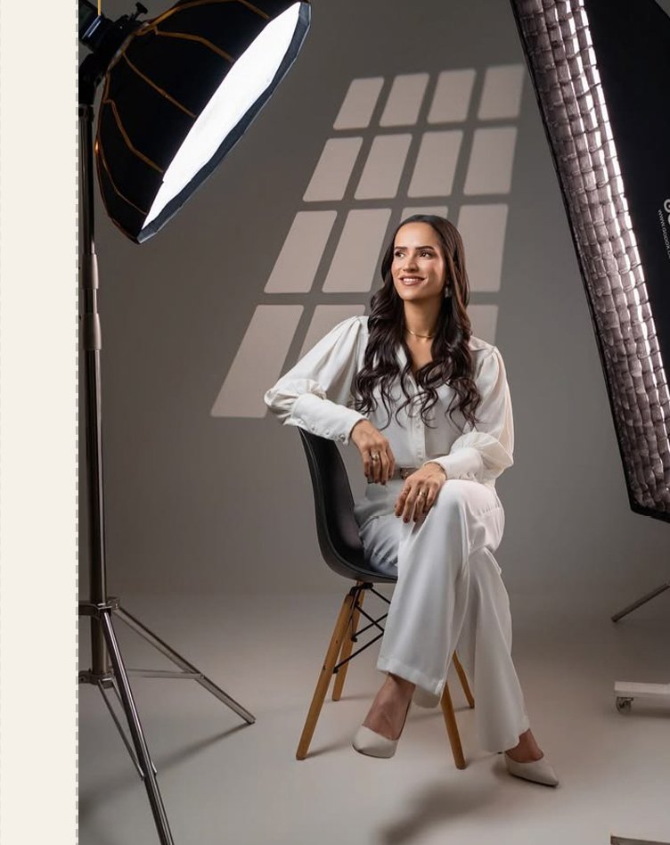 Portrait session under softbox and beauty dish lighting